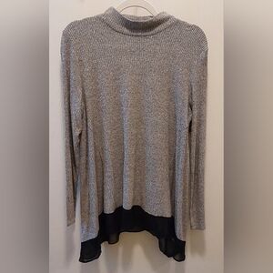 Style & Co Light Gray Knit Long Sleeve Pullover w/Sheer Accent